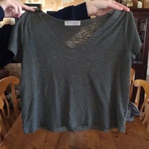 Urban Outfitters Forest Green V-Neck T-Shirt.